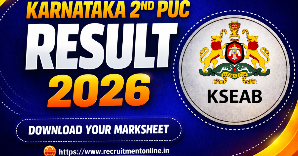 Karnataka 2nd PUC Result 2026 link [out] on karresults.nic.in and kseab.karnataka.gov.in